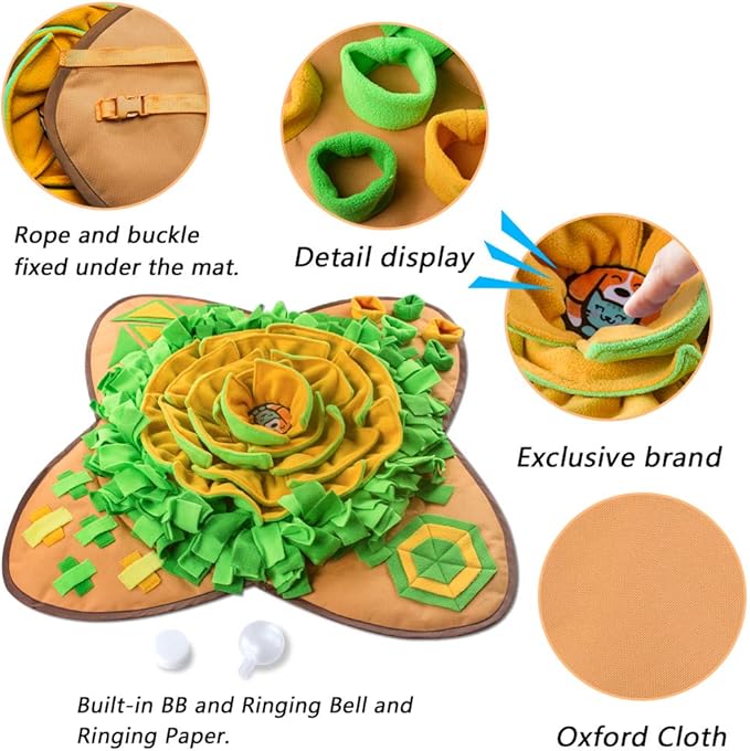 AWOOF Snuffle Mat Pet Dog Feeding Mat, 28''x28'' Interactive Dog Puzzle Toys Encourages Natural Foraging Skills