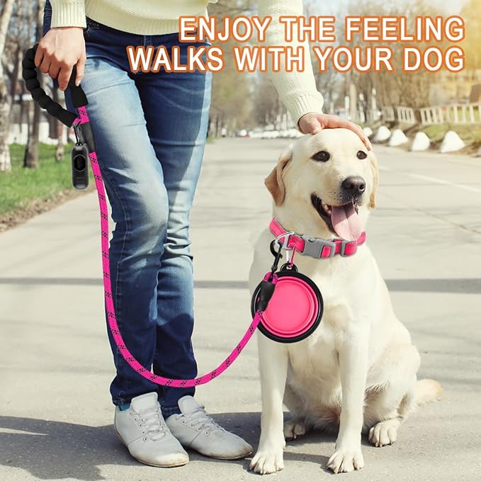 BARKBAY Dog Leashes for Large Dogs Heavy Duty Dog Leash 4/5/6 FT with Comfortable Padded Handle and Highly Reflective Threads for Medium Large Dogs Walking Training Running (4FT-1/2'',Fushcia)