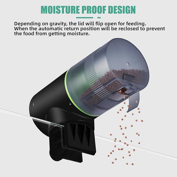 FREESEA Aquarium Automatic Fish Feeder: Rechargeable Auto Fish Food Dispenser - Fish Tank Vacation Timer Feeder for Betta | Koi | Goldfish | Turtle