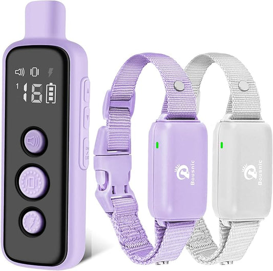 Bousnic Dog Shock Collar for 2 Dogs - (8-120lbs) Waterproof Rechargeable Electric Dog Training Collar with Remote for Small Medium Large Dogs with Beep Vibration Safe Shock Modes(Purple)