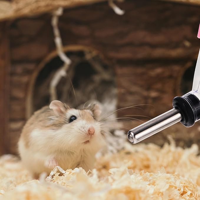 4Pcs Leakproof Hanging Water Bottles for Hamsters and Small Pets Stainless Steel Ball Valve Dispenser with Practical Cage Feeder for Rabbits Guinea Pigs and Rodents