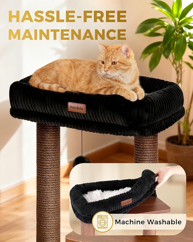 Modern Cat Tree for Indoor Cats, Nordic Loft Style, Wooden Cat Tower with Sisal Scratching Posts, Soft Padded Beds & Cozy Condos, Floor-Mounted for Kittens & Adult Cats