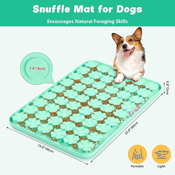 Dog Lick Mat, 23.6"x 15.7" Large Silicone Snuffle Mat with Suction Cups, Slow Feeder for Small Medium Large Dogs Slow Eating, Boredom Reducer (Blue)
