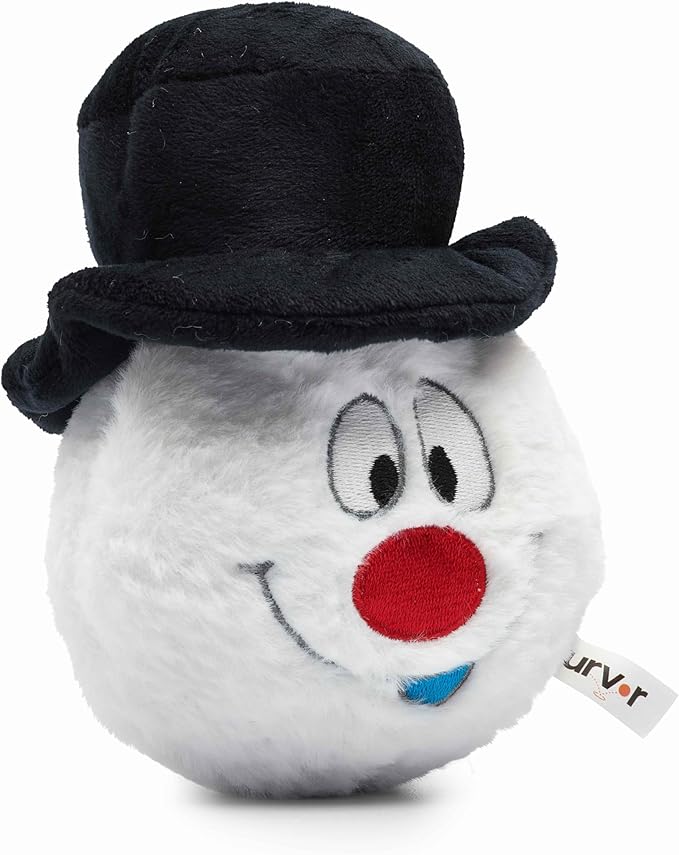 Flourish Pets 2 in 1 Christmas Multi-Layer Chew Toy for Active Dogs | Non-Toxic BPA Free Double Stitched Soft Fabric and Long-Lasting Dog Plush Toys - Snowman 3.5"