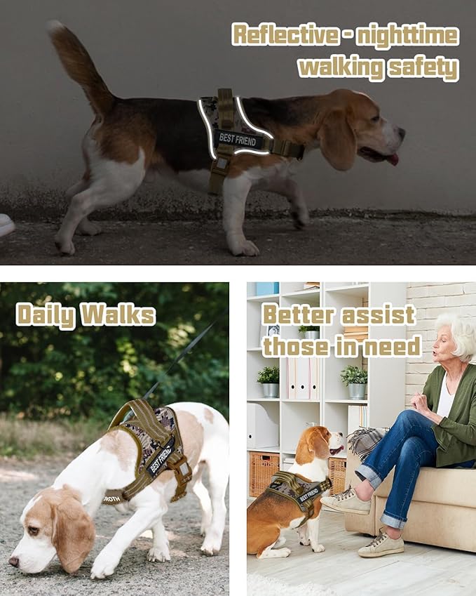 AUROTH Dog Harness and Leash Set, Soft Padded Dog Vest with 5.25FT Dog Leash, No Choke, Easy On Pet Vest, Adjustable Reflective No Pull Dog Harness for Large Dogs, Easy Walking and Training