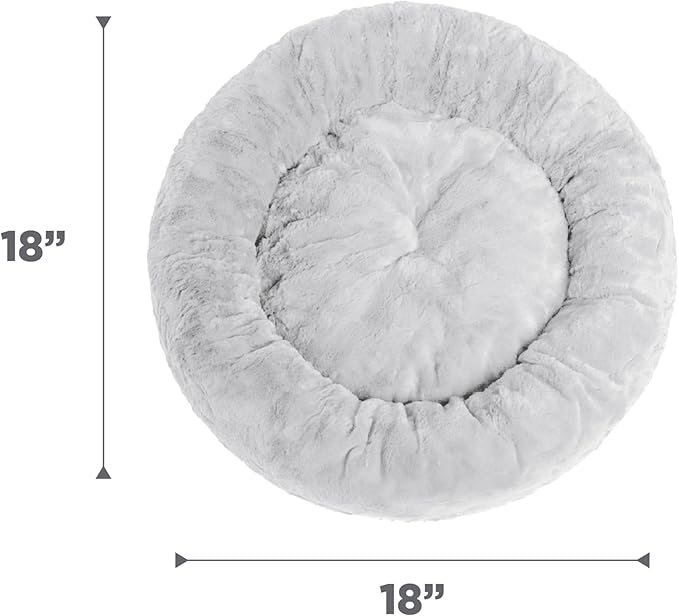 Best Friends by Sheri The Original Calming Donut Dog Bed – Washable Plush Pet Bed for Medium Breeds up to 45 lbs, Lux Faux Fur, Gray, Medium (30" x 30")