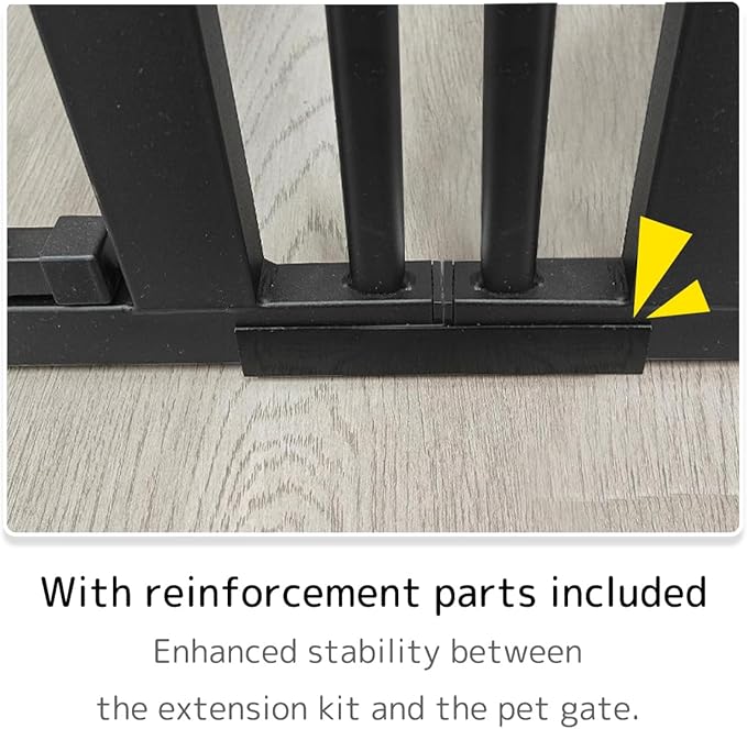 Lumizone Extra Tall Cat Gate Extension Kit 55.12" High Pressure Mounted 2025 New 16.73" Extra Wide 1.37" Gap No Drilling Tall Pet Gate for Dogs (Black, 55.12" H x 16.73" W, Extension)