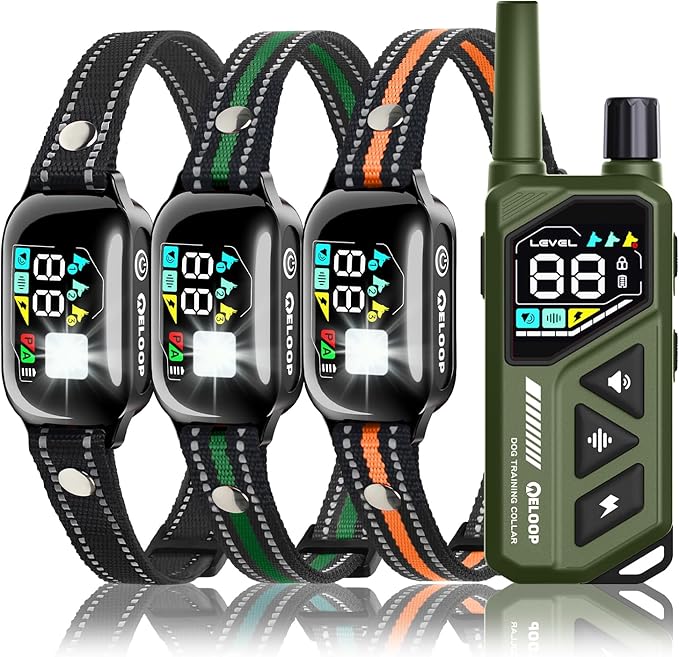 Dog Shock Collar for 3 Dogs - 3300FT Dog Training Collar with Remote IPX7 Waterproof Electric Collar with 3 Training Modes, Rechargeable AI Smart Anti-Barking Device with Three Receiver Collars