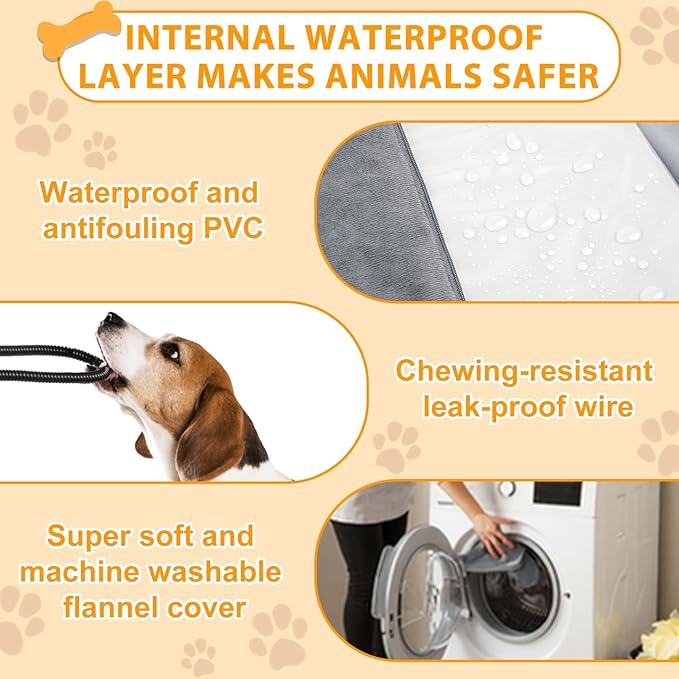 Dog Heating Pad Outdoor, Heated Dog Bed Indoor for Cats, Warming Electric Pet Heating Pad Temperature with Timer, Waterproof Heated Pet Mat with Chew Resistant Cord, for Puppy Kitten, 28 * 18 in