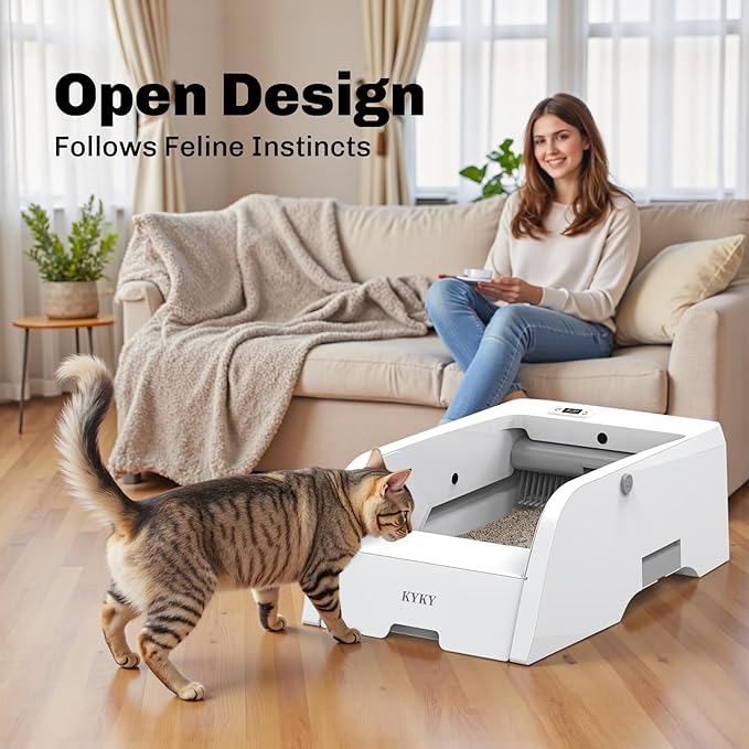 Self Cleaning Litter Box, Upgraded Automatic Cat Litter Box Self Cleaning with APP Control, Large Open Design for Single/Multiple Cats, Anti Pinch and Odorless