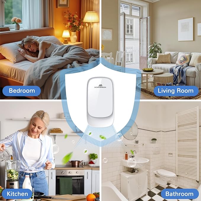 Cat Litter Deodorizer – 99% Odor Eliminator for Strong Pet Odors, Plug In Negative Ion Air Purifier for Litter Box, Home, Kitchen, Bathroom, Ozone-Free & Quiet Portable (Unscented)