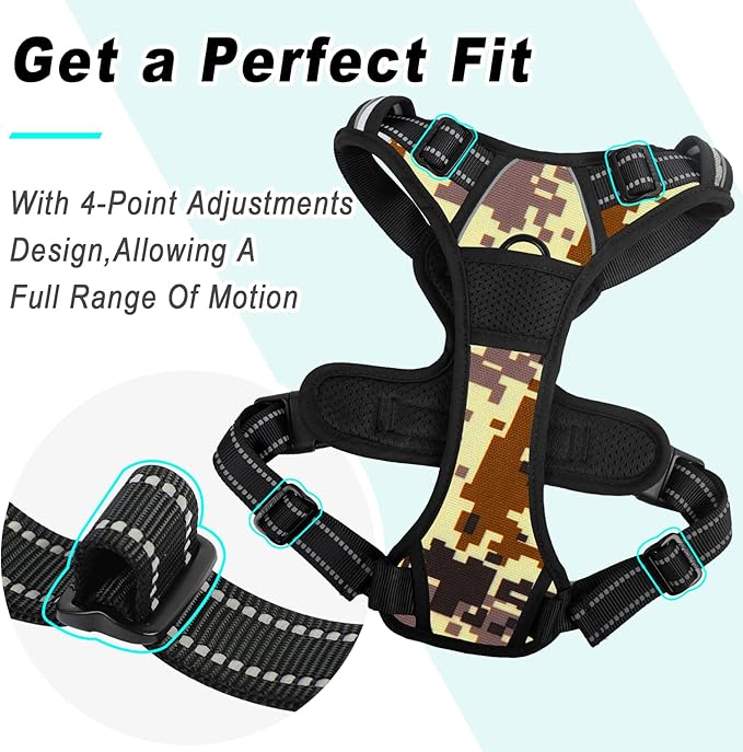 BARKBAY No Pull Dog Harness Large Step in Reflective Dog Harness with Front Clip and Easy Control Handle for Walking Training Running(Desert camo,M)