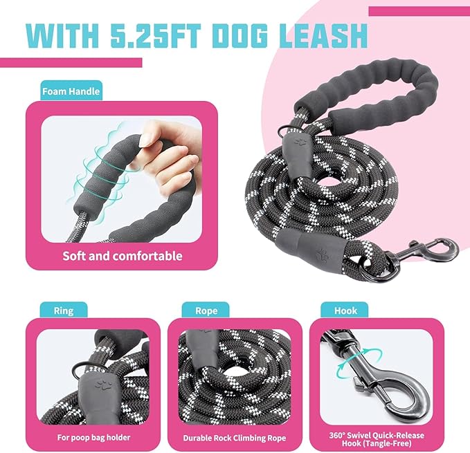 AUROTH Dog Harness and Leash Set, Soft Padded No Pull Dog Harness with 5.25FT Dog Leash, No Choke, Easy On Pet Vest, Adjustable Reflective Dog Vest Small Sized Dog, Easy Walking and Training