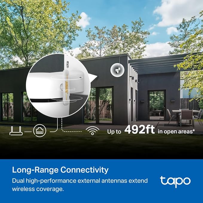 Tapo 3K 5MP Outdoor Pan/Tilt Security Wi-Fi Camera – 360° View, Free Person/Vehicle Detection, Starlight Color Night Vision, IP66, Sound and Light Alarm, Works w/Alexa and Google Home, VistaCam 360°