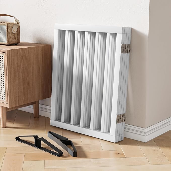 Wooden Dog Gate Freestanding Foldable Pet Gate 4 Panel Fully Assembled Dog Gates for Doorways House Stairs