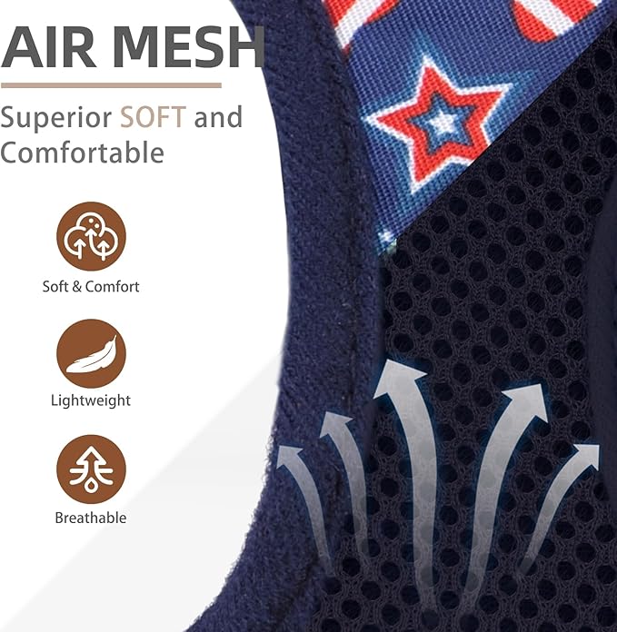 PUPTECK Dog Harness and Leash Set for Small Medium Dogs No Pull Step-in Soft Mesh Puppy Cat Vest Harnesses Reflective at Night, Stars and Strips, Blue, M