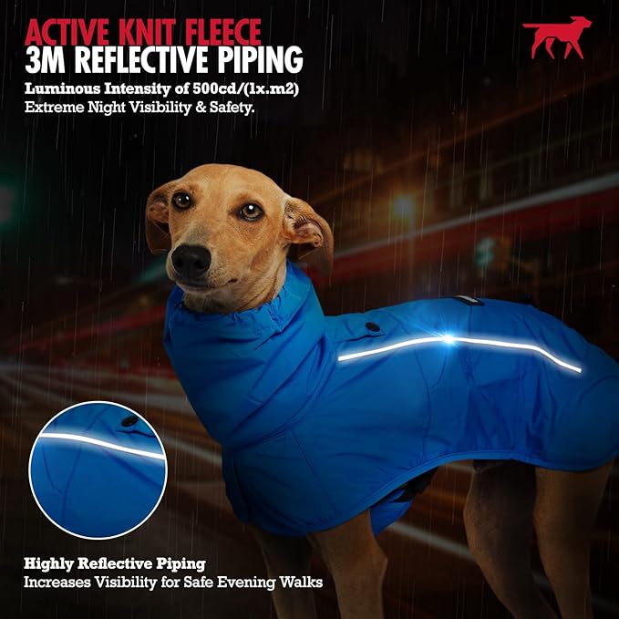 Tuff Pupper Waterproof Dog Raincoat | Full-Body Windproof Rain Jacket for Dogs | Reflective Strips | Breathable Mesh Lining | Adjustable Fit | Leash Port | Small Medium Large XL XXL Dogs (Blue, XXL)