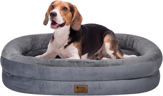Orthopedic Waterproof Large Dog Bed: Washable Dog Bed with Bolsters - Removable Orthopedic Cover for Medium L XL Large Sized Pet - Non-Slip - Dark Gray