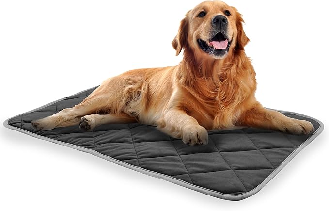 NWK Self Warming Thermal Pet Mat for Dogs and Cats, Body Heat Reflecting Cat Bed Mat, Washable, for Sofa & Crate & Kennel & Car Seat (Obsidian Black, Large (35'' X 23'' X 0.4''))
