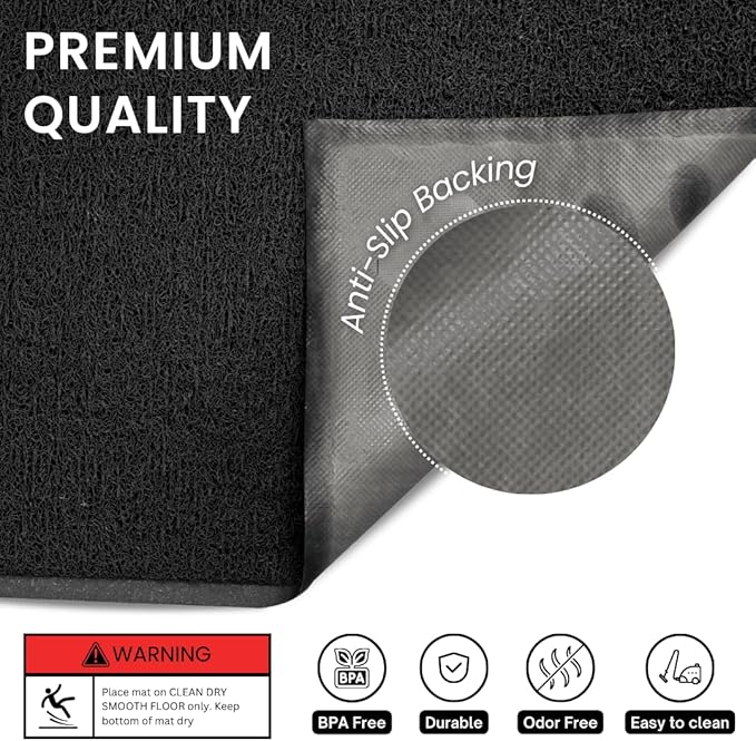 Andalus Extra Large Cat Litter Mat, Pack of 1 - Waterproof, Non-Slip & Easy to Clean Cat Litter Box Mat for Extra Efficient Pet Litter-Trapping, Black (35” X 23”)