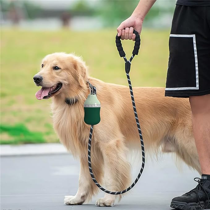 Dog Travel Water Bottle Detachable Bowl Leak Proof Portable ，Silicone Bottle Body，Collapsible and Suitable for Small Pets for Outdoor Walking, Hiking, Travel (Green, 400 ml)