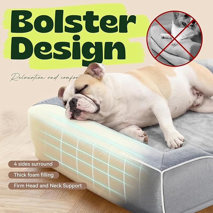 Cooling Dog Beds for Medium Large Dogs with Removable Washable Covers,Rectangle Orthopedic Sofa Bed with Cool Gel Memory Foam and Egg Crate Foam Waterproof fit Old Large Sized Pets