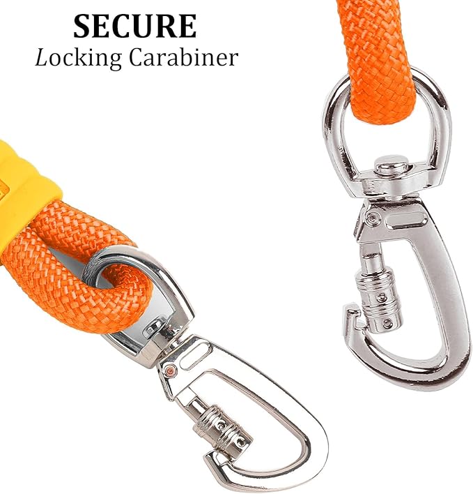 JSXD Dog Leash,5 FT Heavy Duty Dog Training Leash,Double Handle Comfortable Padded Hands Free Dog Leash,Adjustable Crossbody Waist Leash for Small Medium Large Dogs(Orange)