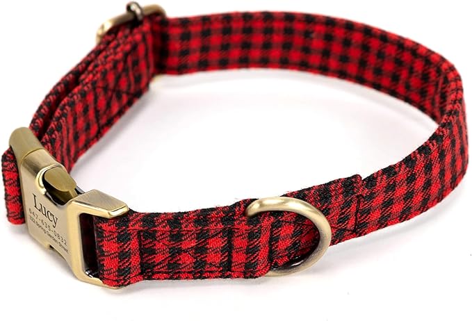 Personalized Dog Collar with Name and Phone Number Engraved,Adjustable Custom Puppy Collar,Organic Cotton Pet Collar for Small Medium Large Boy Girl Dogs