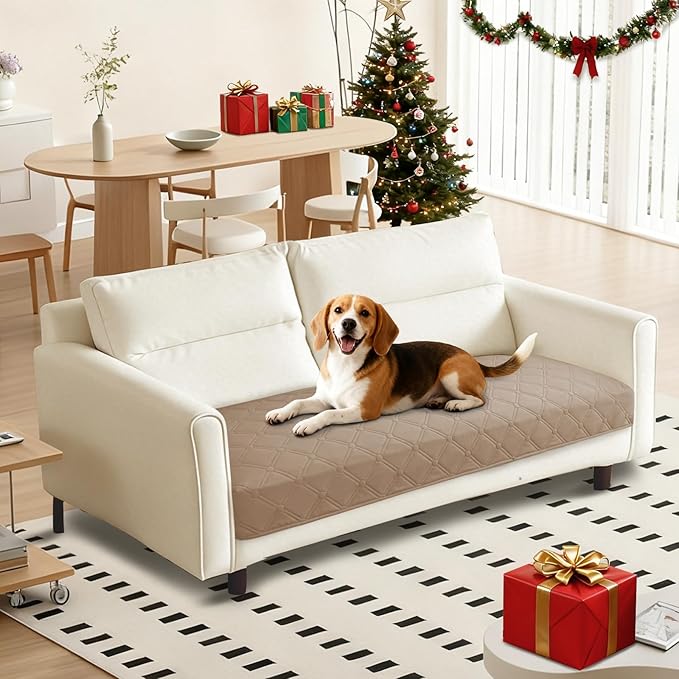 Waterproof Dog Bed Cover Pet Blanket, Soft Couch Cover for Dogs Washable, Non-Slip Dog Blanket Protect Furniture Couch Sofa Car for Puppy Large Dogs Cat (30x53 Inch, Khaki)