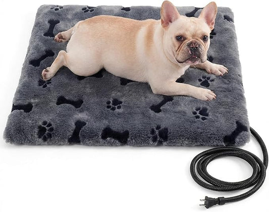 Heated Pet Pad for Dogs and Cats, Waterproof Heating Mat with Chew-Resistant Cord, Constant Warmth for Indoor & Covered Outdoor Use, Multiple Sizes and Colors (Grey, M: 20" × 16" × 1.3")