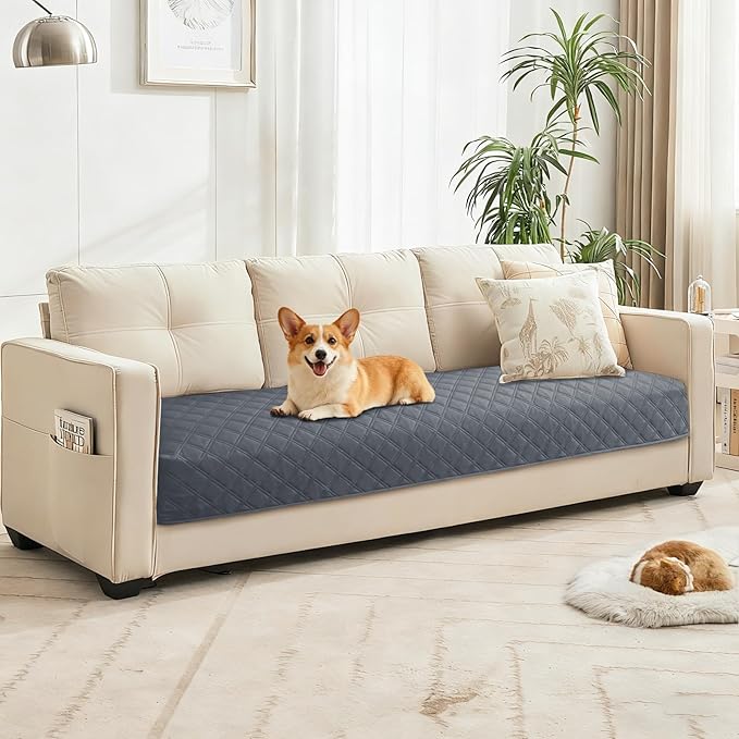 Waterproof Dog Bed Cover Pet Blanket, Soft Couch Cover for Dogs Washable, Non-Slip Dog Blanket Protect Furniture Couch Sofa Car for Puppy Large Dogs Cat (40x50 Inch, Dark Grey)