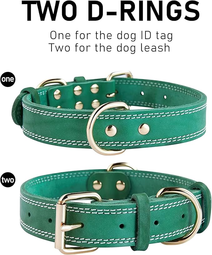 Moonpet Personalized Custom Leather Dog Collar with Engravable Nameplate with Airtag Holder Case-Durable Name Tag Collar-Customizable Dog Collar-Comfortable ID Collars for X-Small Dogs-Bluegreen-XS