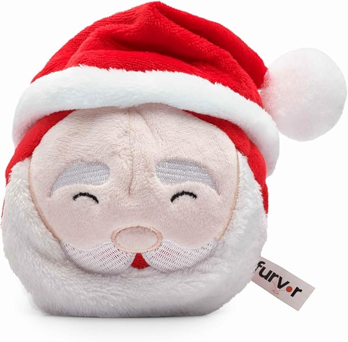 Flourish Pets 2 in 1 Christmas Multi-Layer Chew Toy for Active Dogs | Non-Toxic BPA Free Double Stitched Soft Fabric and Long-Lasting Dog Plush Toys (Christmas Santa 3.5")