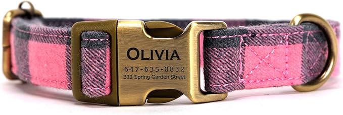 Personalized Dog Collar with Name and Phone Number Engraved,Adjustable Custom Puppy Collar,Organic Cotton Pet Collar for Small Medium Large Boy Girl Dogs