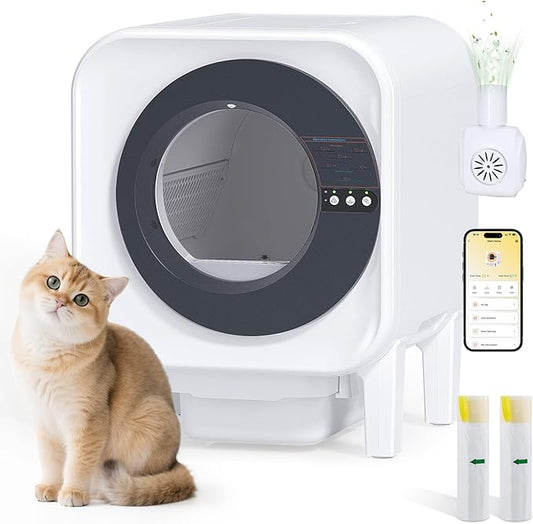 MICDAY Self Cleaning Litter Box, Automatic Litter Box Self Cleaning with APP Control Dynamic Monitoring,75L Litter Robot Dual Sensor Safety Protection, Odor Control System,Black