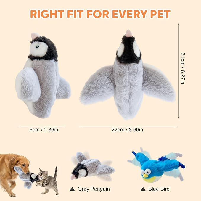 Interactive Chirping Bird Cat Toy,2025 New Flying Bird Cat Toy Flapping Bird Toy,Simulation Chirping Bird Toys Interactive Cat Toys for Bored Indoor Adult Cats (Light Grey/1PCS)
