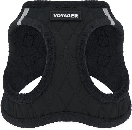 Best Pet Supplies - All Weather Mesh/Plush, Reflective, No Pull Harness for Small, Medium Dogs, Cats - Secure with Hook & Loop Fastener, Buckle, Double D-Rings - Black Plush, M