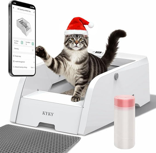 Self Cleaning Litter Box, Upgraded Automatic Cat Litter Box Self Cleaning with APP Control, Large Open Design for Single/Multiple Cats, Anti Pinch and Odorless