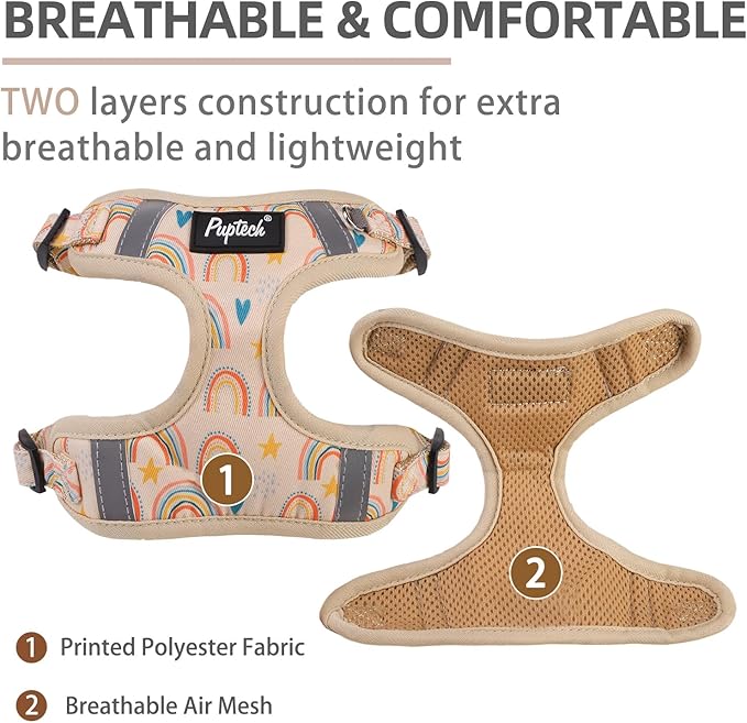 PUPTECK Dog Harness and Leash Set Small Sized, Step in No Pull Adjustable Puppy Cat Harness Reflective Pet Vest