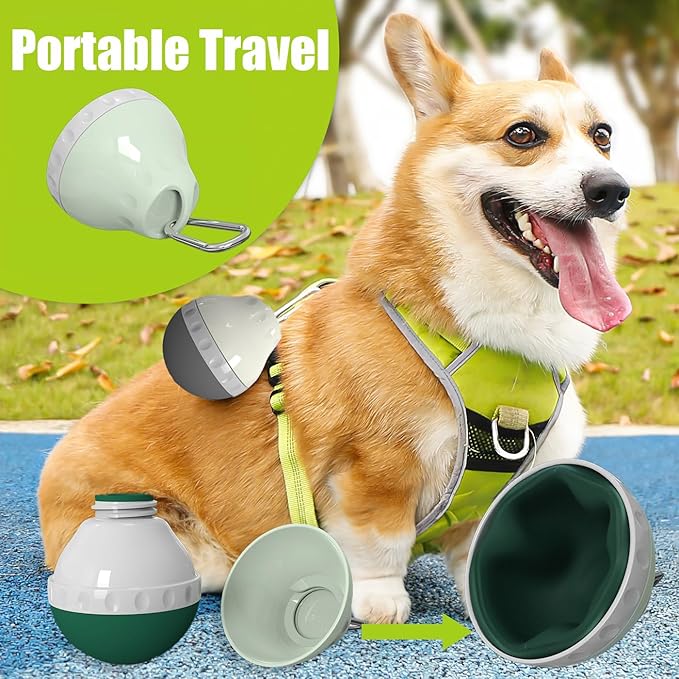 Dog Travel Water Bottle Detachable Bowl Leak Proof Portable ，Silicone Bottle Body，Collapsible and Suitable for Small Pets for Outdoor Walking, Hiking, Travel (Gray, 200ml)