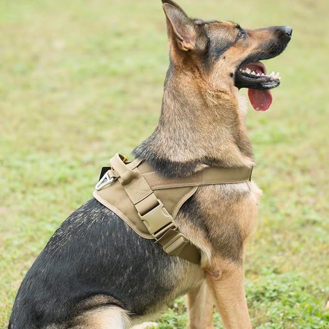 EXCELLENT ELITE SPANKER Tactical Dog Harness Military Patrol Harness No-Pull Service Dog Vest Military Dog Vest Adjustable Training Working Dog Vest with Handle for Medium Large Dogs(MCP-XL)