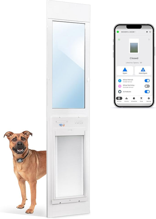 Power Pet Automatic ROLL UP Door by High Tech Pet Brand - Motorized Panel Rolls Up - Pet Operated - Remote App Control - 24/7 Exit & Entry Timers (Patio Regular - 75-80¼, Medium)
