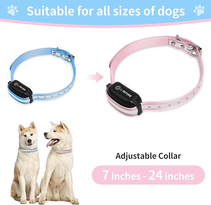 Dog Shock Collar Replacement Strap, 3/4 Inch Waterproof Reflective TPU Dog Collar 2 Pack, Replacement Collar for Shock Collar, Compatible with PetSafe Bousnic Sportdog Garmin (Blue & Pink)
