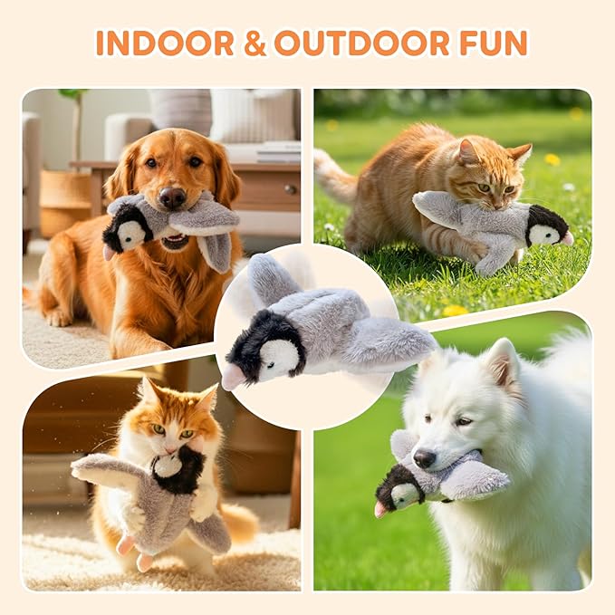 Interactive Chirping Bird Cat Toy,2025 New Flying Bird Cat Toy Flapping Bird Toy,Simulation Chirping Bird Toys Interactive Cat Toys for Bored Indoor Adult Cats (Light Grey/1PCS)