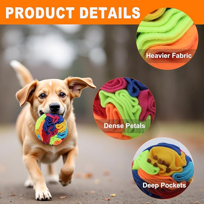 Snuffle Ball - Snuffle Ball for Small Dogs, Interactive Dog Toys to Keep Them Busy, Puppy Dog Puzzle Toy with Storage Bag Machine Washable
