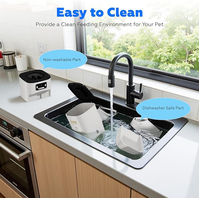 TYM Automatic Cat Feeder with 2 Camera for 2 Cats,7L Dog Automatic Feeder with Night Vision 2K 4MP 5G WiFi Dual Cat Feeder with Smart App Two-Way Audio Privacy Masking-Stainless Steel