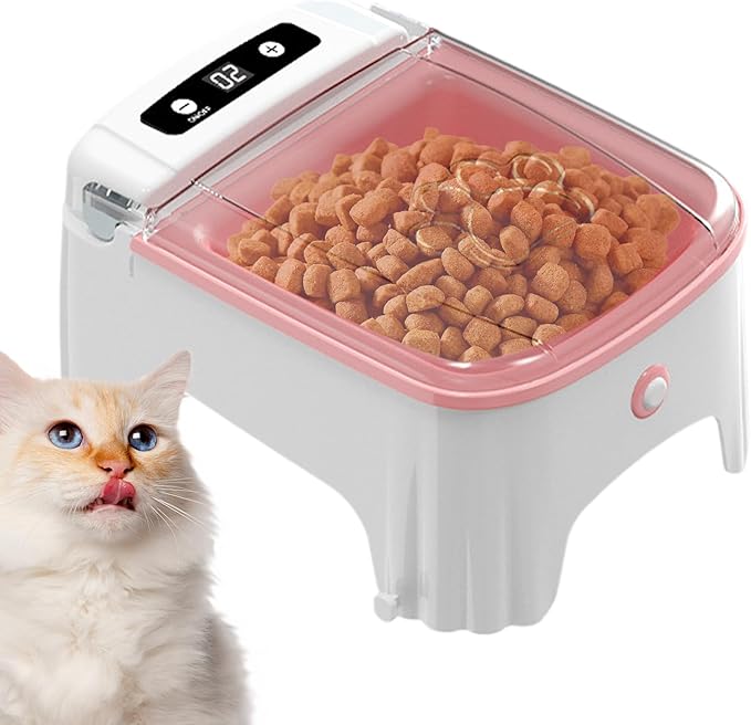 Automatic Cat Feeder - Auto Pet Feeder, Programmable Smart Cat Food Dispenser | Electric Timed Feeding Bowl with Sensor Lid, Dry Food Portion Control for Kitten Puppy Small Dog ABS 2000mAh