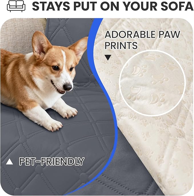 Waterproof Couch Covers for Pets, Waterproof Dog Bed Cover, Anti-Slip Soft Dog Blankets, Couch Cover for Dogs Washable, Pet Blanket for Puppy Large Dogs Cat (82x120 Inch, Dark Grey)