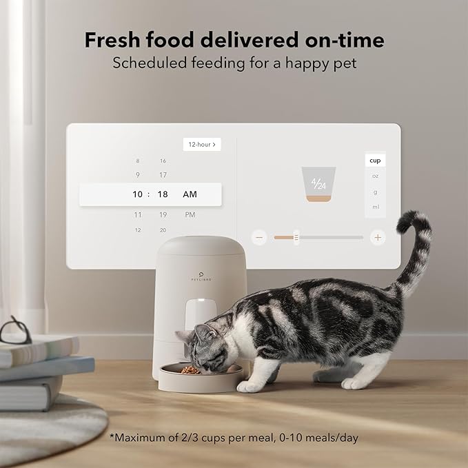 PETLIBRO Automatic Cat Feeder, Wi-Fi Rechargeable Cats Food Dispenser Battery-Operated with 30-Day Life, AIR 2.4G Wi-Fi Timed Pet Feeder for Cats & Dogs, 2L Auto Cats Feeder, White