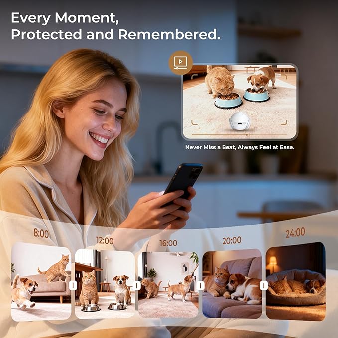 Magic S1 Indoor Security Robot Camera 1080P Movable Pet Camera with App Control, 2-Way Audio, Motion Detection, Night Vision, Auto-Recharge, Smart Home Cam for Pet/Elderly/Baby (White)